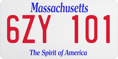 MA license plate 6ZY101