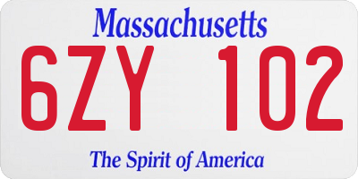 MA license plate 6ZY102