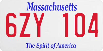 MA license plate 6ZY104