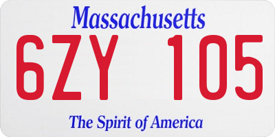 MA license plate 6ZY105