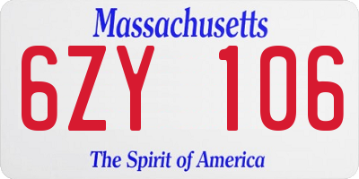 MA license plate 6ZY106