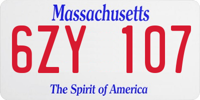 MA license plate 6ZY107