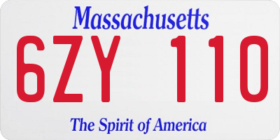 MA license plate 6ZY110