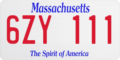 MA license plate 6ZY111