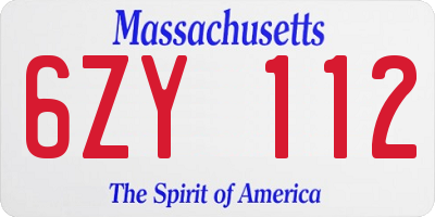 MA license plate 6ZY112
