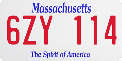 MA license plate 6ZY114