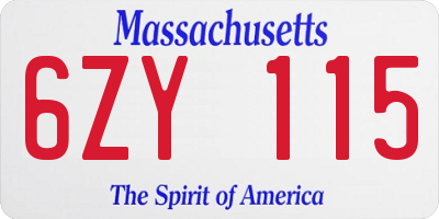 MA license plate 6ZY115