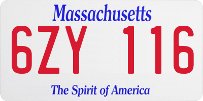 MA license plate 6ZY116