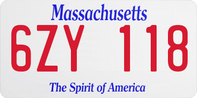 MA license plate 6ZY118