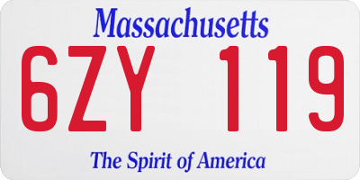 MA license plate 6ZY119