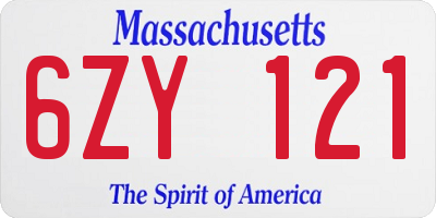 MA license plate 6ZY121