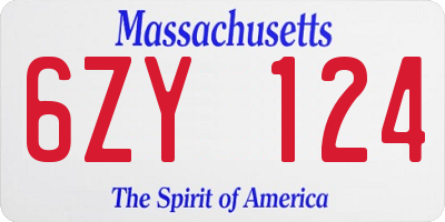 MA license plate 6ZY124