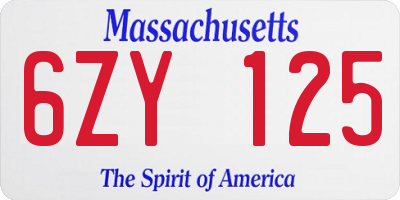 MA license plate 6ZY125