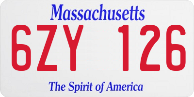 MA license plate 6ZY126