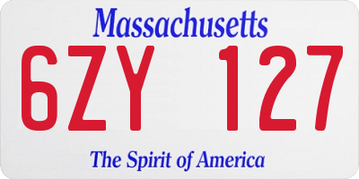 MA license plate 6ZY127