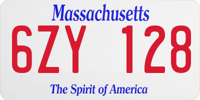 MA license plate 6ZY128