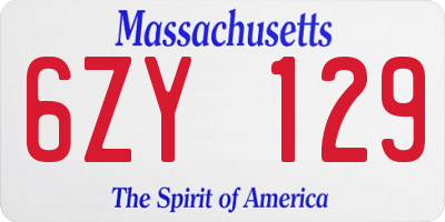 MA license plate 6ZY129