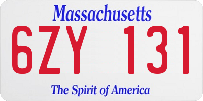 MA license plate 6ZY131
