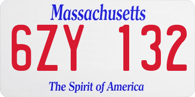 MA license plate 6ZY132