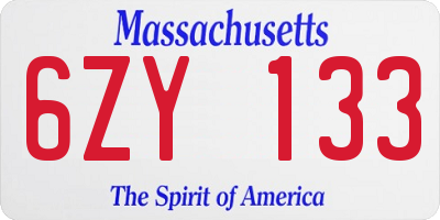 MA license plate 6ZY133