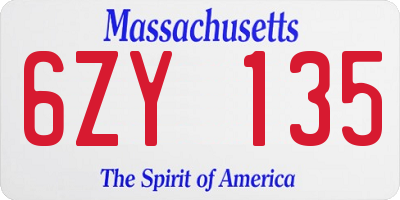 MA license plate 6ZY135