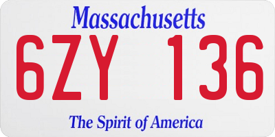MA license plate 6ZY136