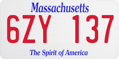 MA license plate 6ZY137