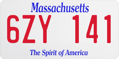 MA license plate 6ZY141