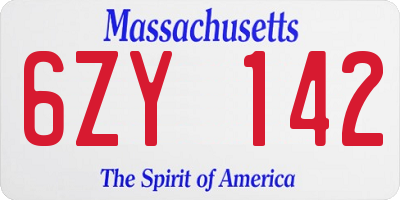 MA license plate 6ZY142