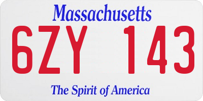 MA license plate 6ZY143