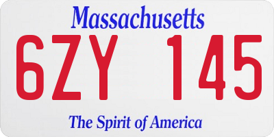MA license plate 6ZY145