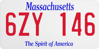 MA license plate 6ZY146