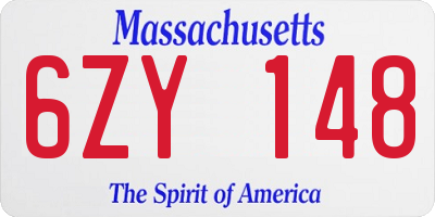 MA license plate 6ZY148