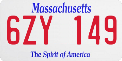MA license plate 6ZY149