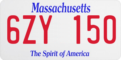 MA license plate 6ZY150