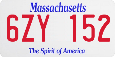 MA license plate 6ZY152