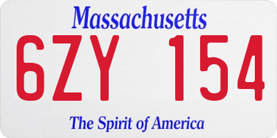 MA license plate 6ZY154