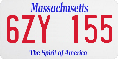 MA license plate 6ZY155