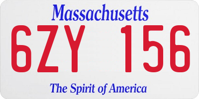 MA license plate 6ZY156