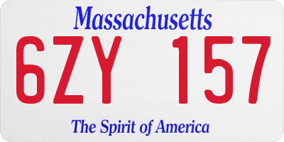 MA license plate 6ZY157