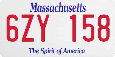 MA license plate 6ZY158