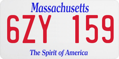 MA license plate 6ZY159