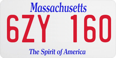 MA license plate 6ZY160