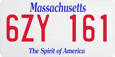 MA license plate 6ZY161