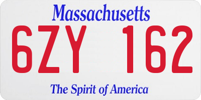 MA license plate 6ZY162