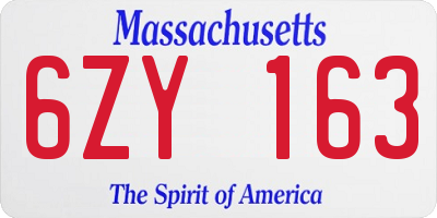 MA license plate 6ZY163