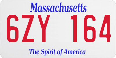 MA license plate 6ZY164