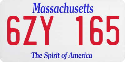 MA license plate 6ZY165