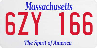 MA license plate 6ZY166