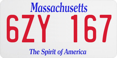 MA license plate 6ZY167